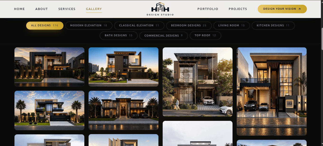 Design gallery with category filters